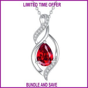 Sterling Silver Teardrop Birthstone Necklace 18" Infinity Love Pendant